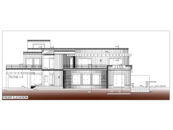 Ellipse Shaped 3 BHK Villa House Design Elevation .dwg_1