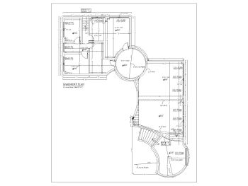 Ellipse Shaped Villa Design Basement Dimensioning Plan .dwg