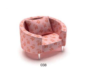 ピンクの布製アームチェアskp