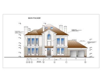 Family Truss Roof House Design Elevation .dwg_1