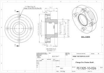 Flange for pinion shaft drawing for CNC Router Machine Solidworks model