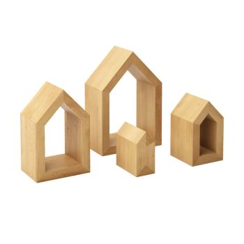 Четыре дома деревянные украшения 3d модель.