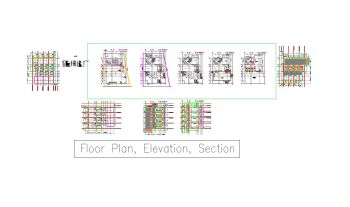 Four Stored Plan Elevation Sectionl Details Drawing dwg. 