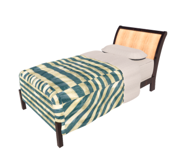 Single bed with cushion and blanket revit model