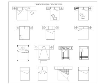 Furniture Set for Bedroom Interior Designing .dwg-2