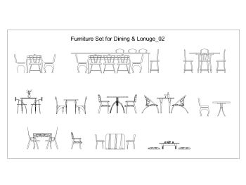 Conjunto de móveis para jantar e lounge .dwg-2