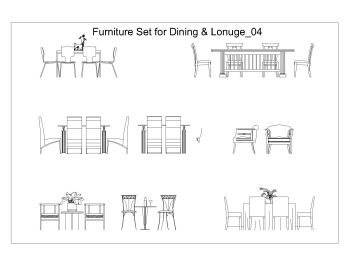 Conjunto de móveis para jantar e lounge .dwg-4