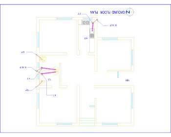 GROUND FLOOR WASTE WATER PIPING (32' X36') .dwg drawing