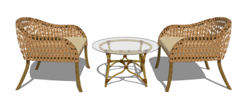 Mesa e cadeiras de rattan de jardim skp