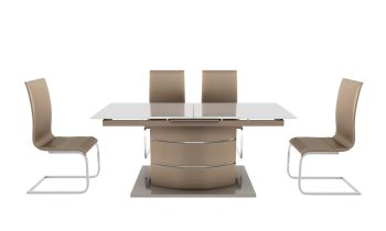 Mesa de jantar brilhante e 4 cadeiras modelo 3DS Max e arquivos FBX