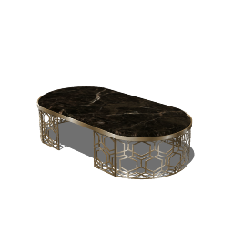Golden frame table with dark marble table top skp