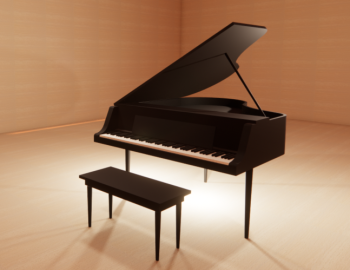 Dark Grand Piano with chair revit family