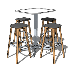 高密度板咖啡桌，带4个凳子，skp