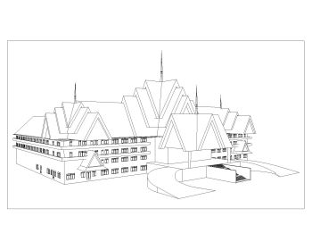 Hotel Building Perspective View .dwg  