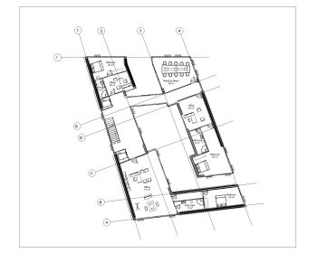 Irregular Shape Multistoried House Design Layout Plan .dwg-3