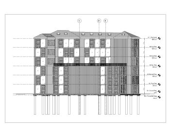 Irregular Shape Multistoried House Design Elevation .dwg-1