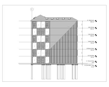 Irregular Shape Multistoried House Design Elevation .dwg-2