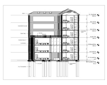 Irregular Shape Multistoried House Design Section .dwg-2