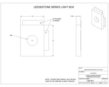 Isometric Detailed View of Ledgestone Series Light Box .dwg