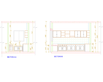 Seção arquitetônica da cozinha .dwg desenho