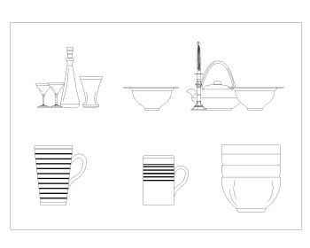 Kitchen Dishware with Dimensions .dwg_13
