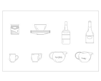 Kitchen Dishware with Dimensions .dwg_14
