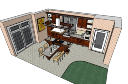 Kitchen room with bar and dining table(4 chairs) skp