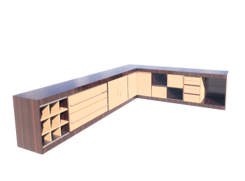 Modelo revit de balcão de cozinha de madeira