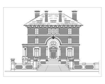 Large Four Story Building Elevation .dwg
