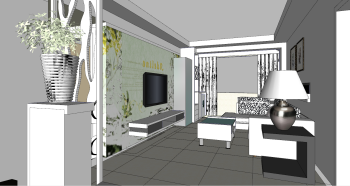 Design de sala de estar com estilo skp branco