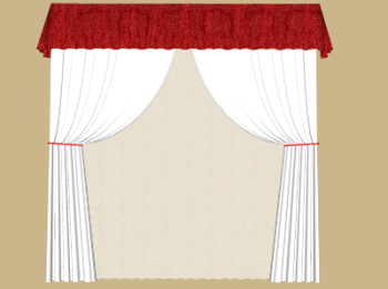 Длинные белые шторы с красным покрывалом (133) скп