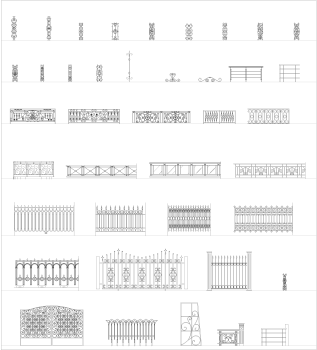 Metal fence panels CAD collection dwg