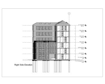Elevação de edifício de telhado de treliça de vários andares .dwg-3