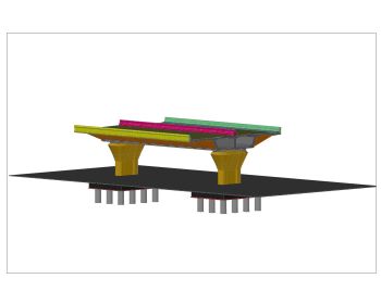 Multi Span Bridges Design 3D View with Piles .dwg