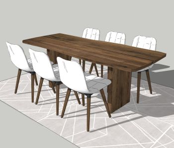 Dining wooden table and 6 white chairs Skp