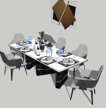 Mesa de jantar retangular com 5 cadeiras skp