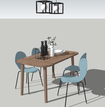 Dining table with 4 blue chairs skp