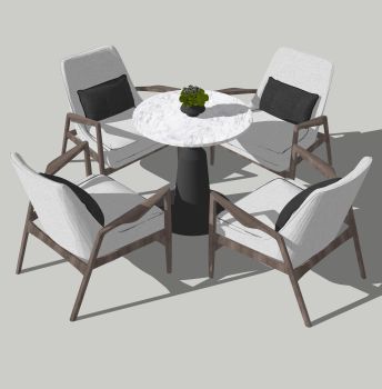 Dining circle tea table with 4 armchairs skp