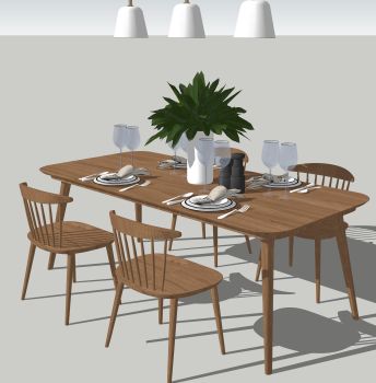 Table à manger en bois avec 4 chaises skp
