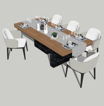 Dining table with 5 armchairs and coverlet skp