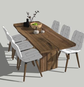 Dining table with 6 white chairs skp