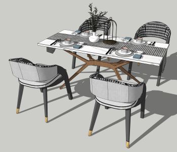 Mesa de jantar com colcha e 4 cadeiras skp