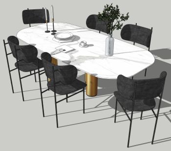 Mesa de comedor con 6 sillas oscuras skp