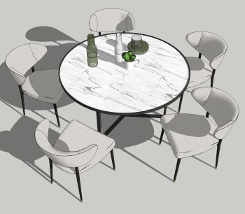 Mesa redonda de jantar com 5 cadeiras skp