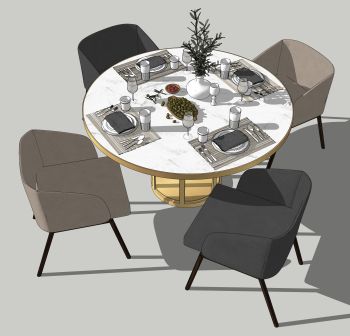 Dining circle table with 4 chairs skp