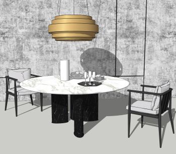 Dining circle table with 2 armchairs skp