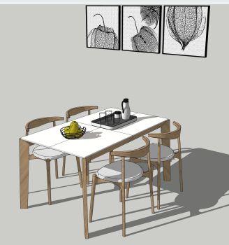 Dining table with 4 chairs and 3 pictures decoration skp