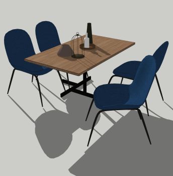 餐桌和4个海军椅子skp