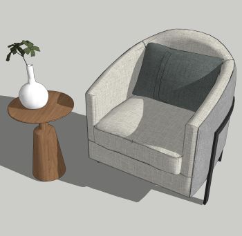 Reading corner with gray armchair sketchup
