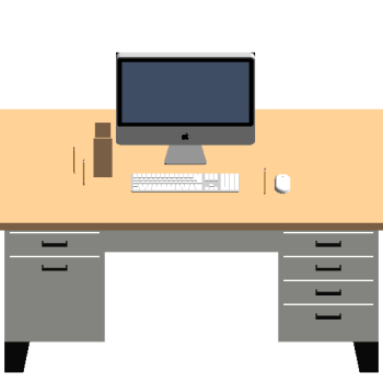 Office computer desk with macbook revit family